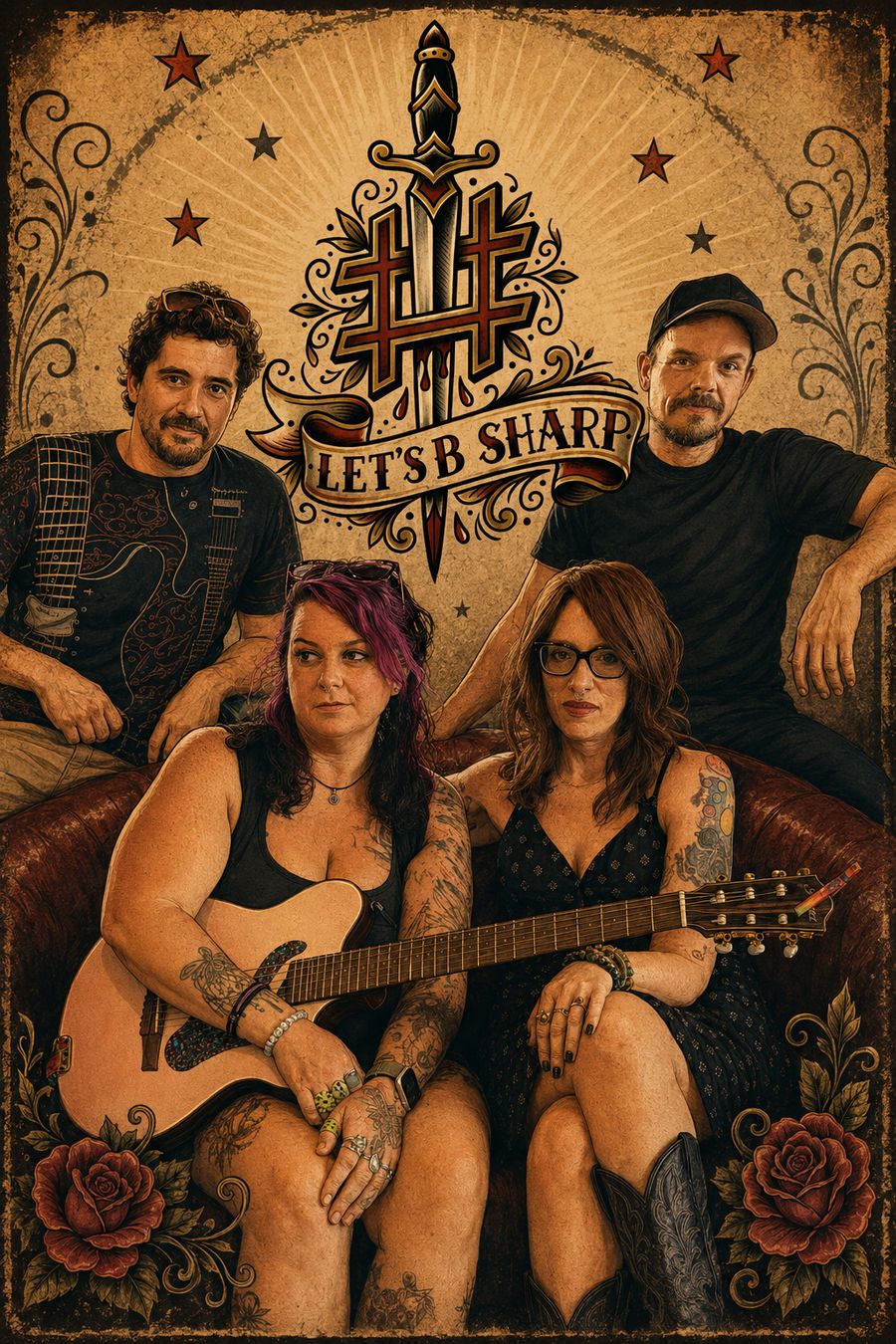 Let's Be Sharp vintage band poster